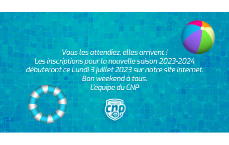 Ouverture des inscriptions Lundi 3 Juillet 2023